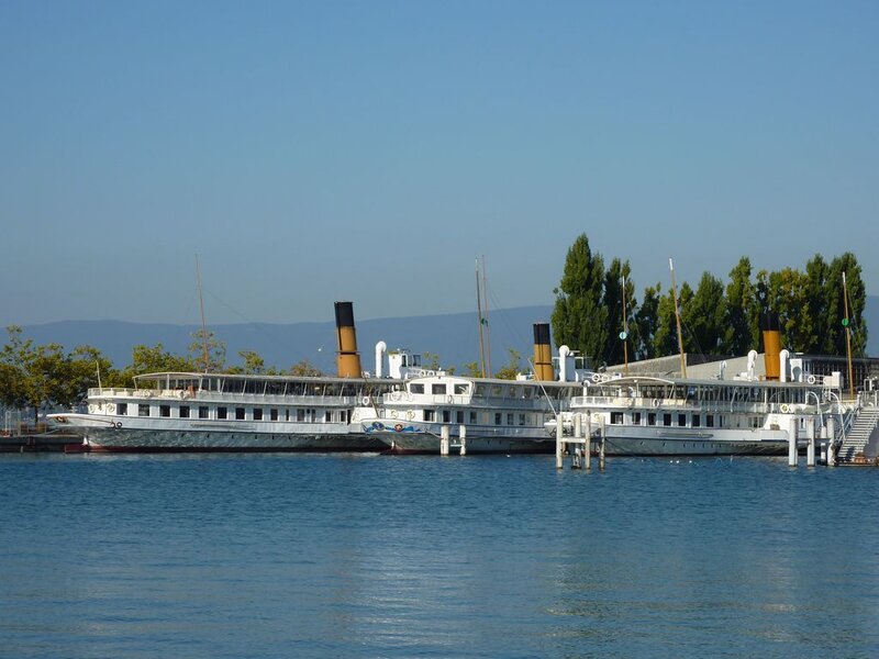 Steamboats at Dock — Blue