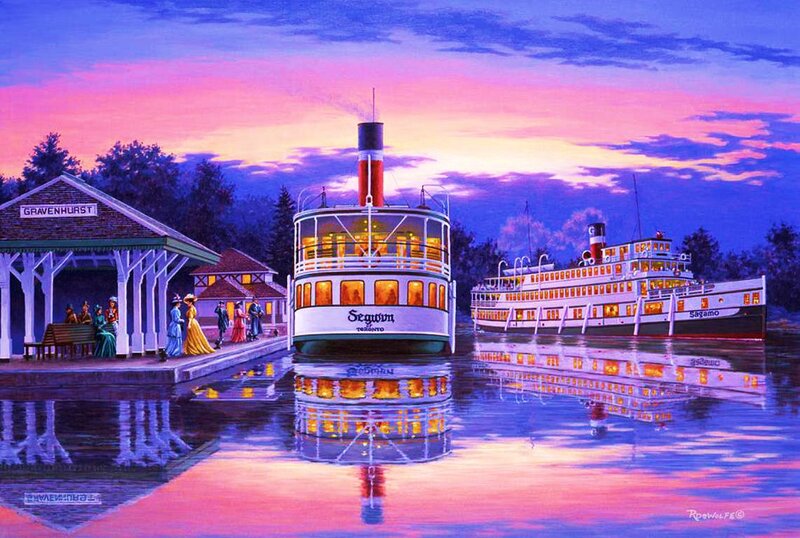 Steamboats at Dock — Purple