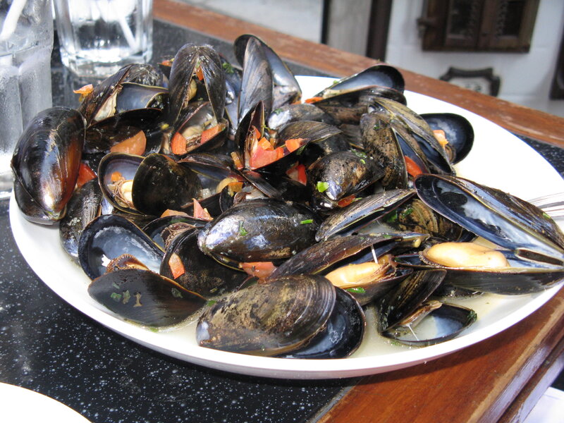 Steamed Mussels on a Plate