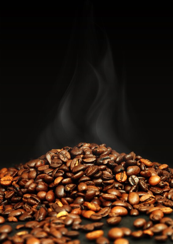 steaming coffee beans