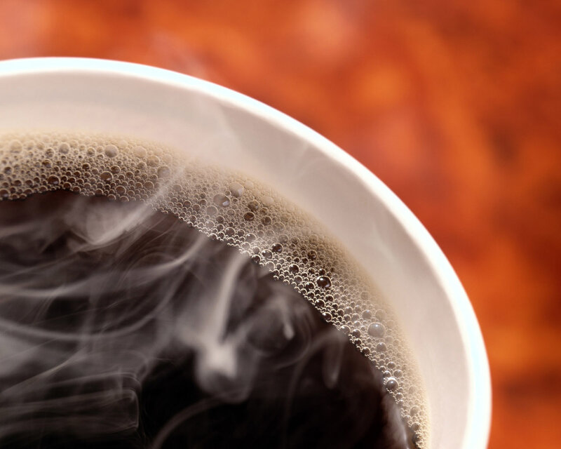 steaming coffee cup