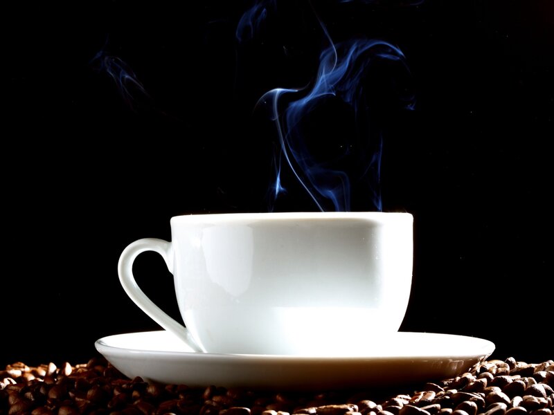 steaming coffee cup
