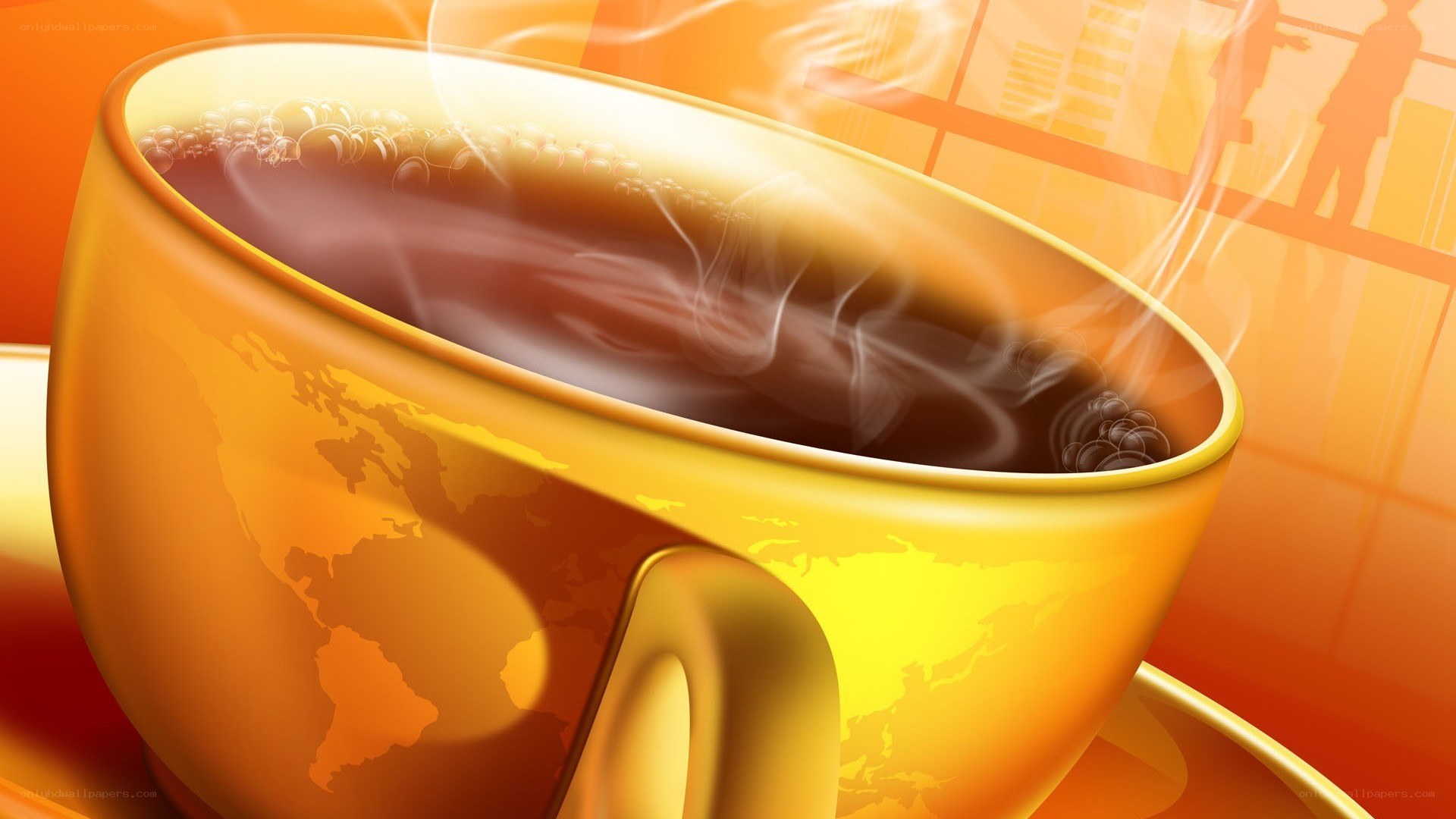 steaming coffee cup