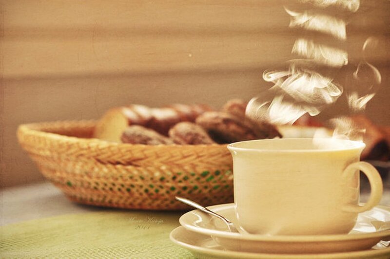 Steaming Coffee Cup — Beige