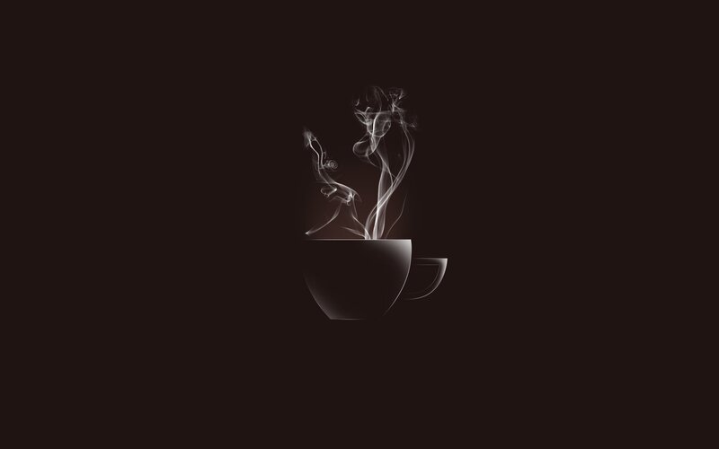 Steaming Coffee Cup — Black, Calm, Minimalist, Steam