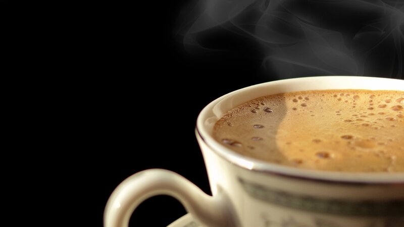 Steaming Coffee Cup — Black, Dramatic, Photograph, Steam