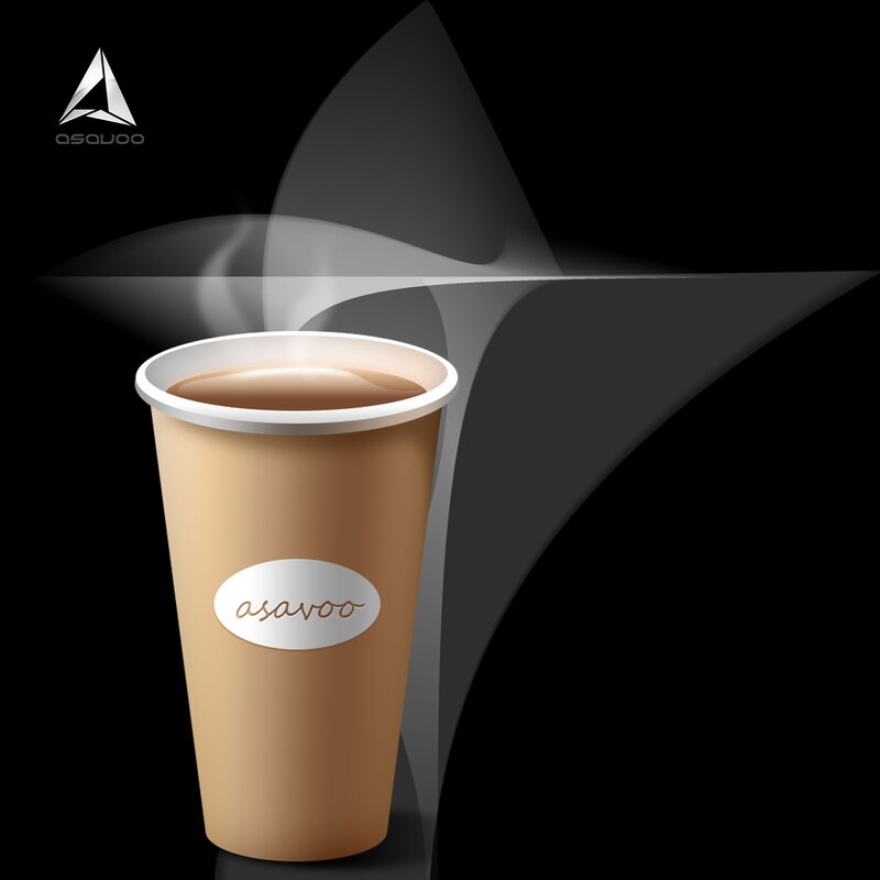 Steaming Coffee Cup — Black, Minimalist