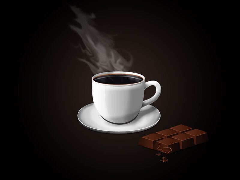 Steaming Coffee Cup — Black