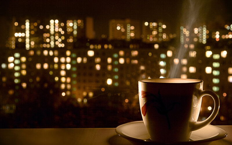 Steaming Coffee Cup — Brown, Calm, Night