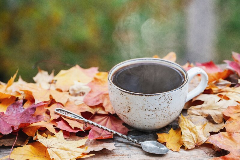 Steaming Coffee Cup — Brown, Cozy, Autumn