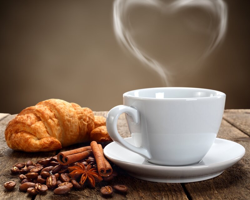 Steaming Coffee Cup — Brown, Cozy, Morning