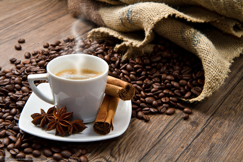 Steaming Coffee Cup — Brown, Cozy, Photograph, Coffee Beans, Cinnamon Sticks, Star Anise