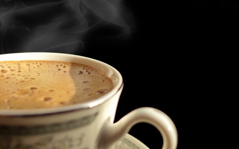 Steaming Coffee Cup — Brown, Dramatic, Photograph, Steam, Foam