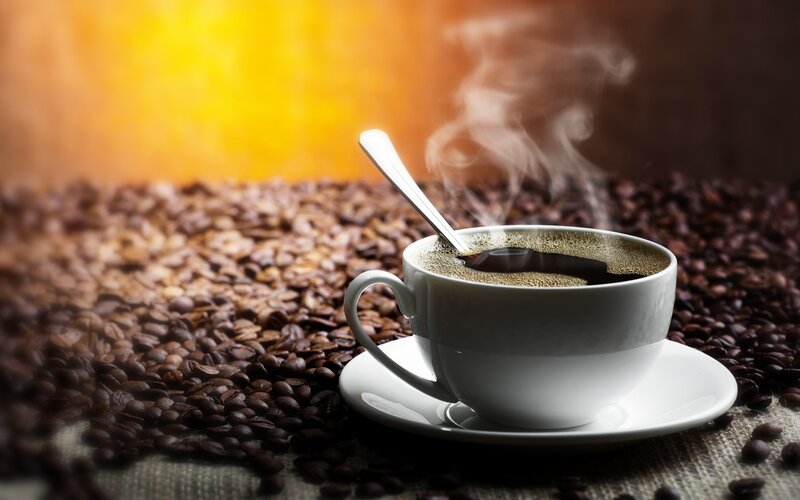 Steaming Coffee Cup — Brown, Photograph
