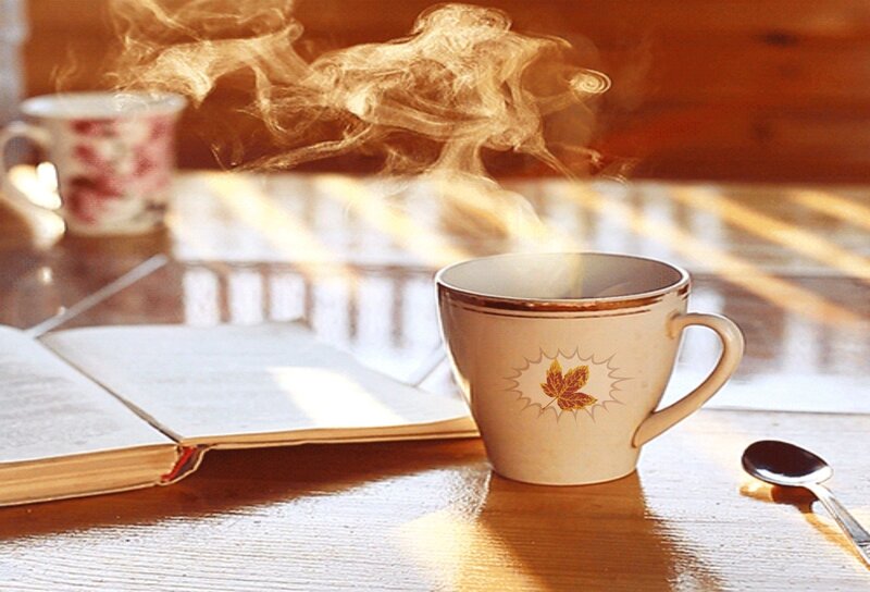 Steaming Coffee Cup — Brown, Serene