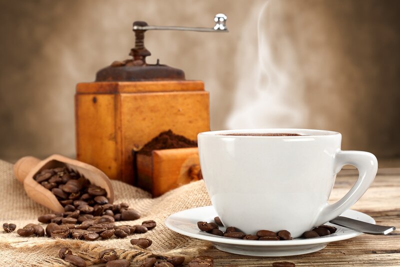 Steaming Coffee Cup — Brown, Warm, Morning, Photograph, Coffee Beans