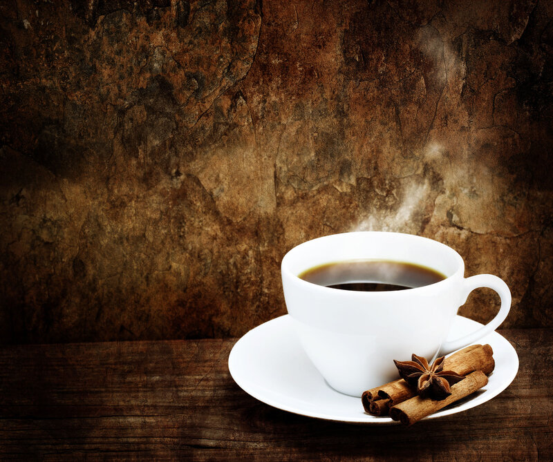 Steaming Coffee Cup — Brown, Warm, Photograph, Cinnamon Sticks