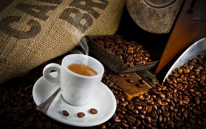 Steaming Coffee Cup — Brown, Warm, Photograph, Coffee Beans, Sack, Roaster
