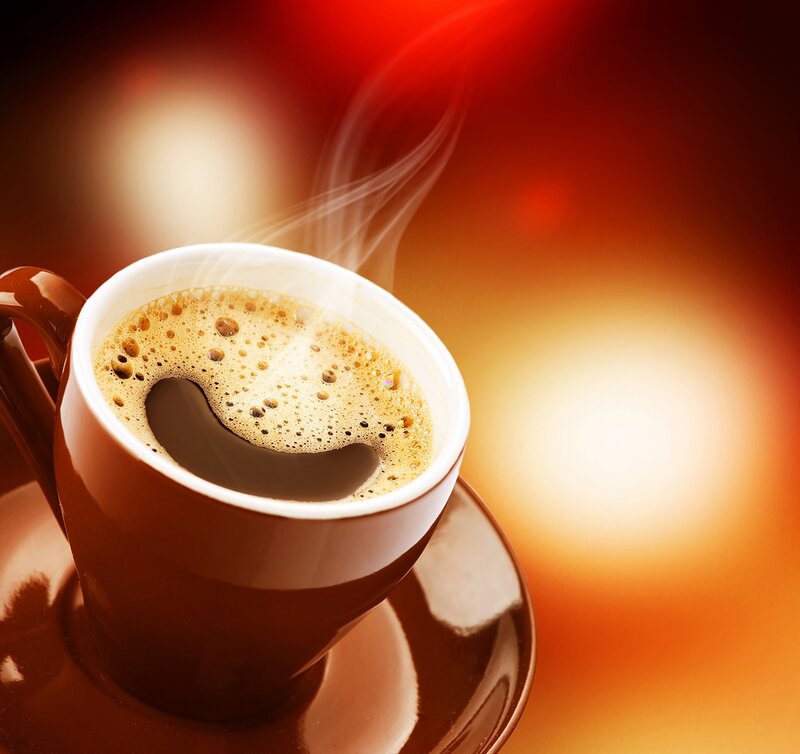 Steaming Coffee Cup — Brown, Warm, Photograph, Saucer, Steam