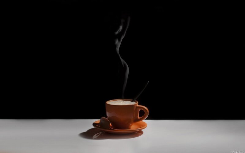 Steaming Coffee Cup — Orange, Dramatic