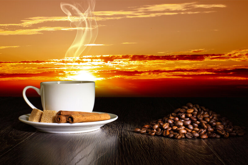Steaming Coffee Cup — Orange, Serene