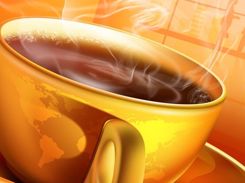 Steaming Coffee Cup — Orange