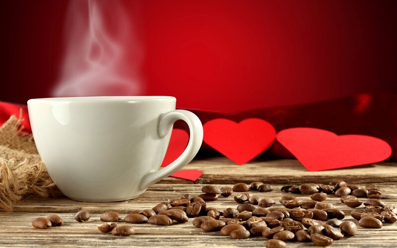 Steaming Coffee Cup — Red, Cozy