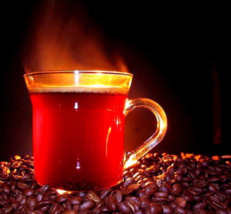 Steaming Coffee Cup — Red