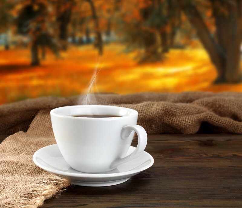 Steaming Coffee Cup — White, Calm, Autumn