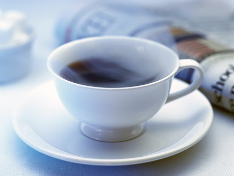 Steaming Coffee Cup — White, Calm, Morning, Photograph, Saucer, Newspaper