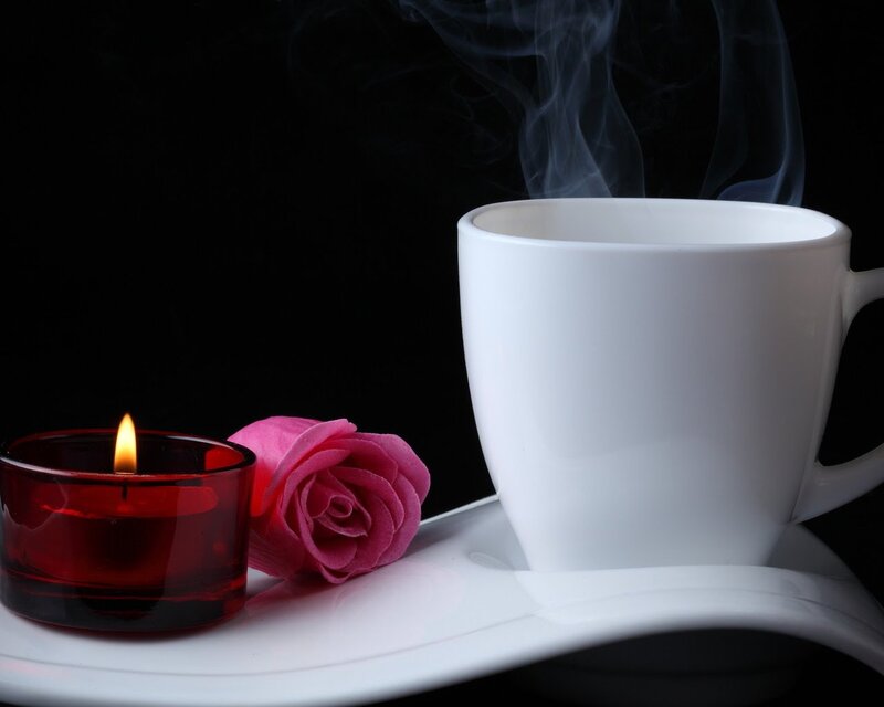 Steaming Coffee Cup — White, Serene, Night, Photograph