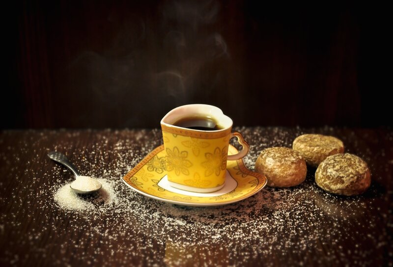 Steaming Coffee Cup — Yellow