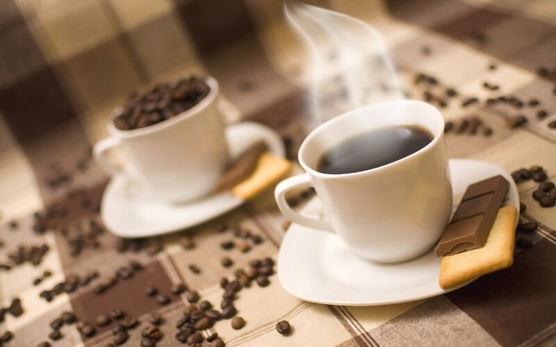Steaming Coffee Cups — Brown, Cozy