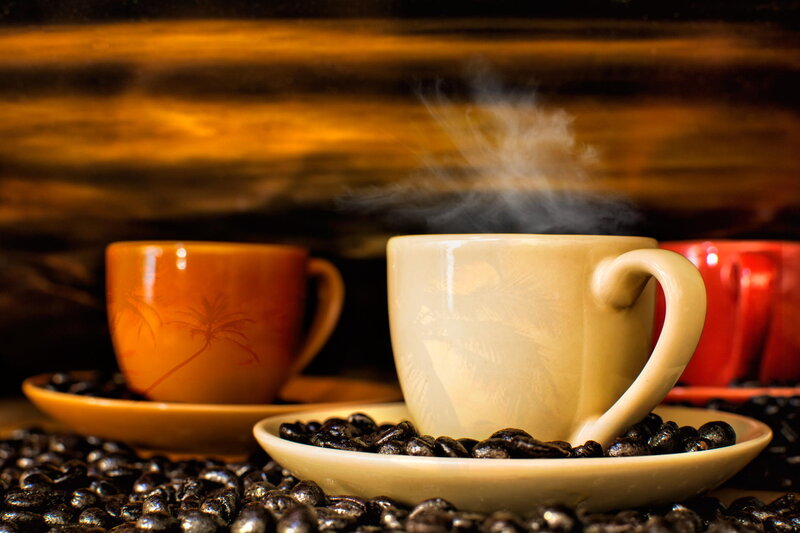 Steaming Coffee Cups — Brown, Warm