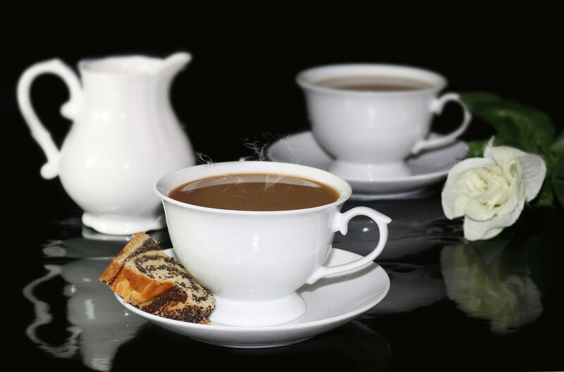 Steaming Coffee Cups — White
