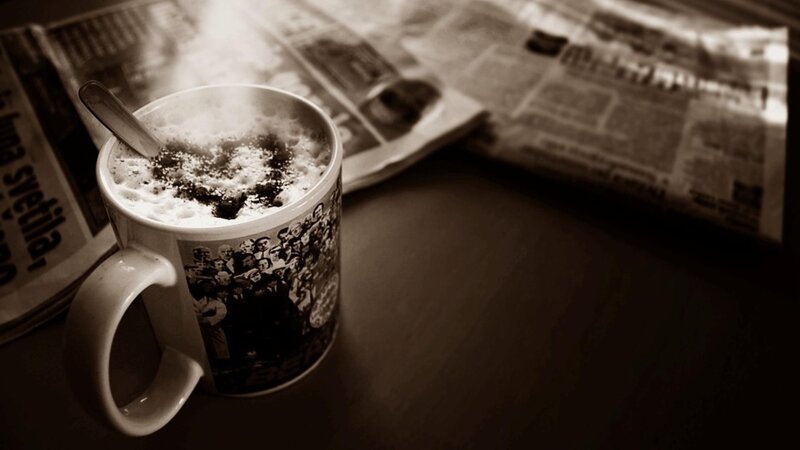 Steaming Coffee Mug — Brown, Calm
