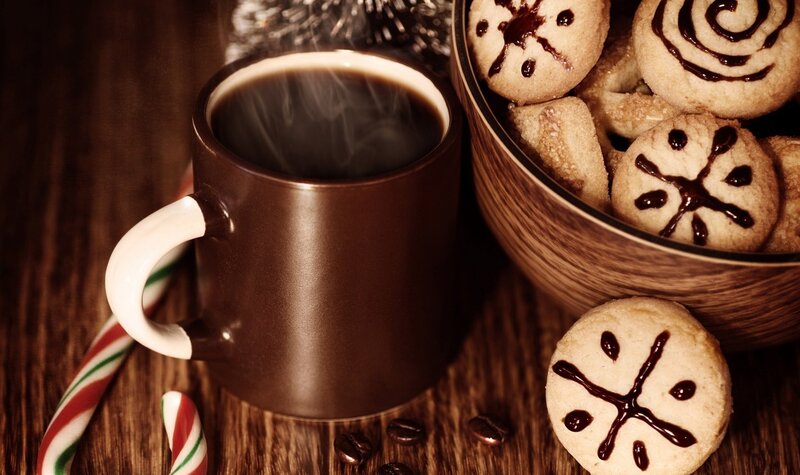Steaming Coffee Mug — Brown, Cozy, Winter, Photograph