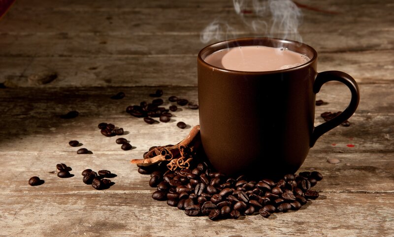 Steaming Coffee Mug — Brown, Warm