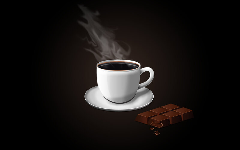 steaming coffee with chocolate