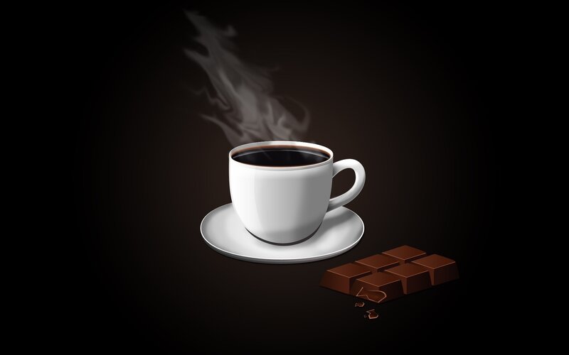 steaming coffee with chocolate