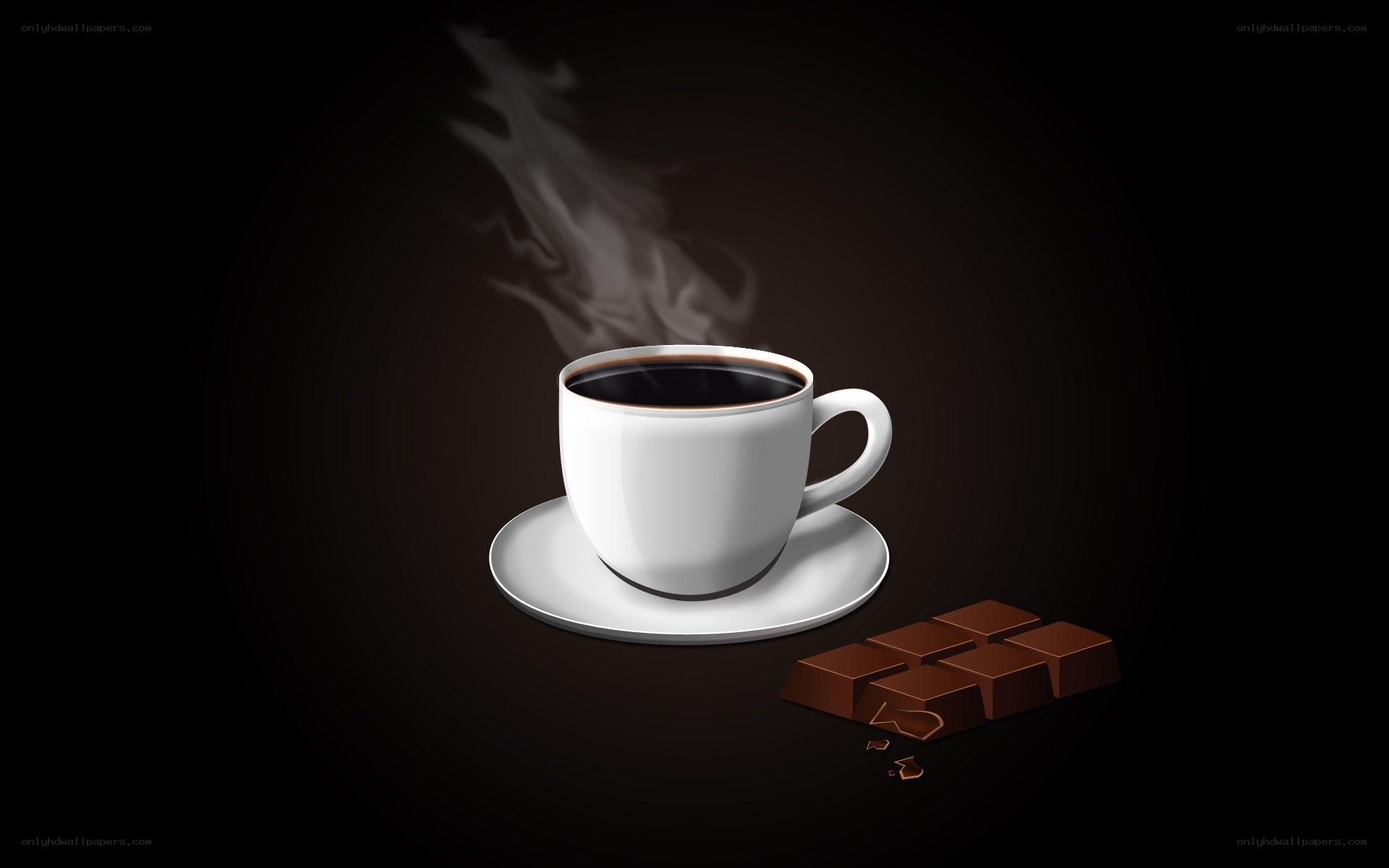 steaming coffee with chocolate