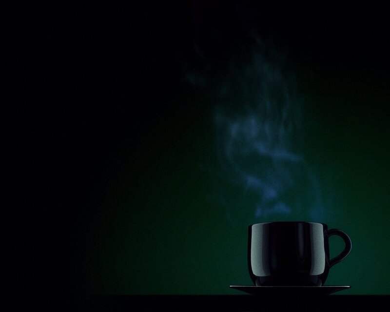 steaming cup of coffee