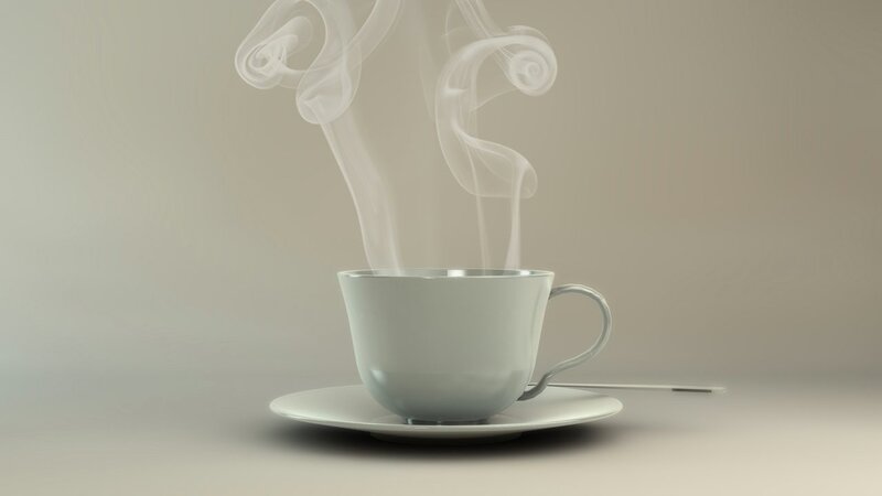 steaming cup of coffee