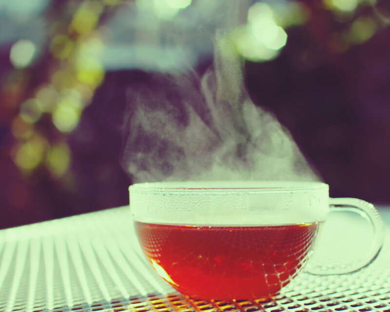 steaming cup of tea