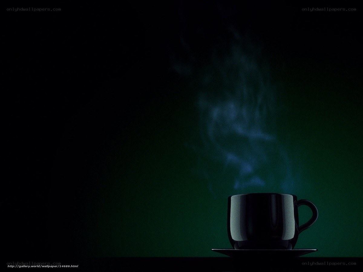 steaming cup on dark background