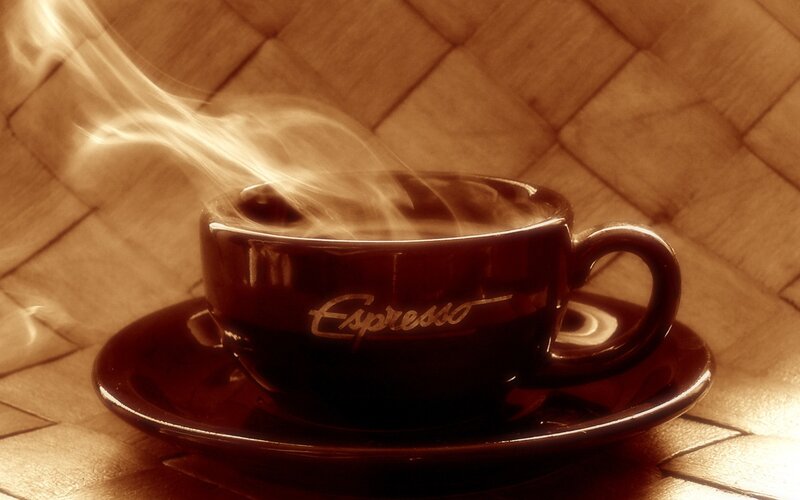 steaming espresso cup