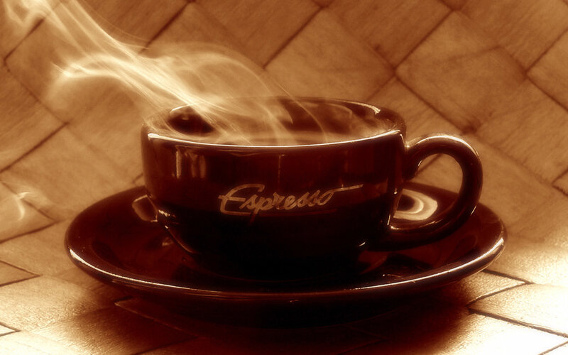 steaming espresso cup