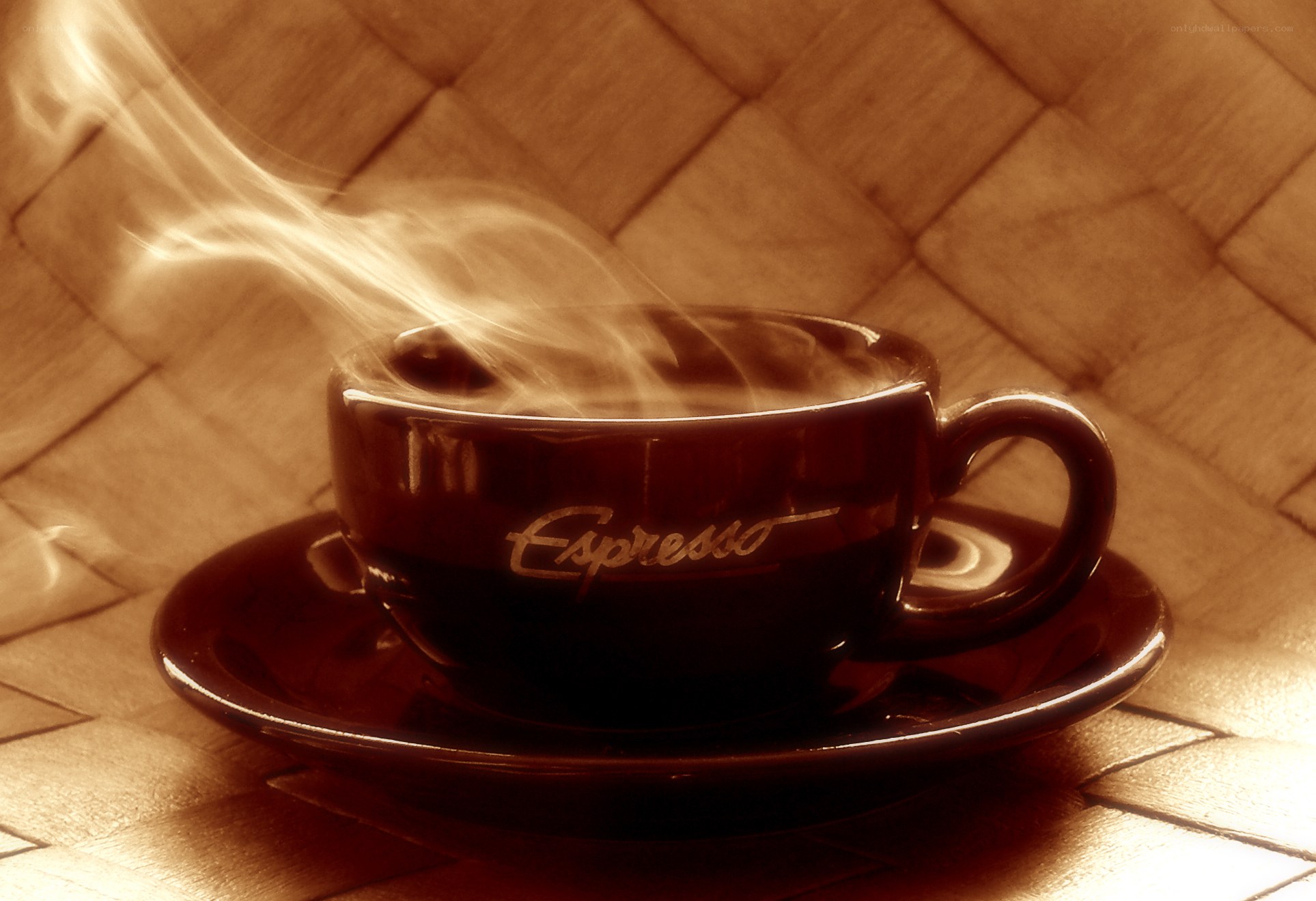 steaming espresso cup