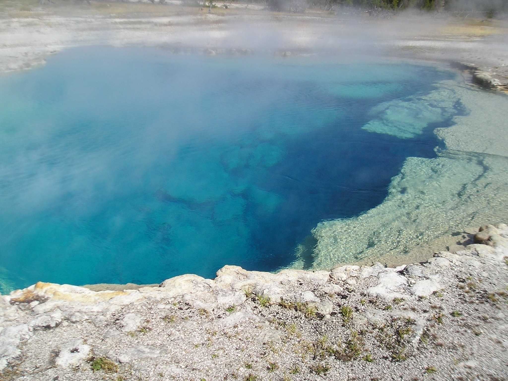 steaming geothermal pool