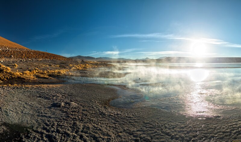 Steaming Geothermal Pool — Blue